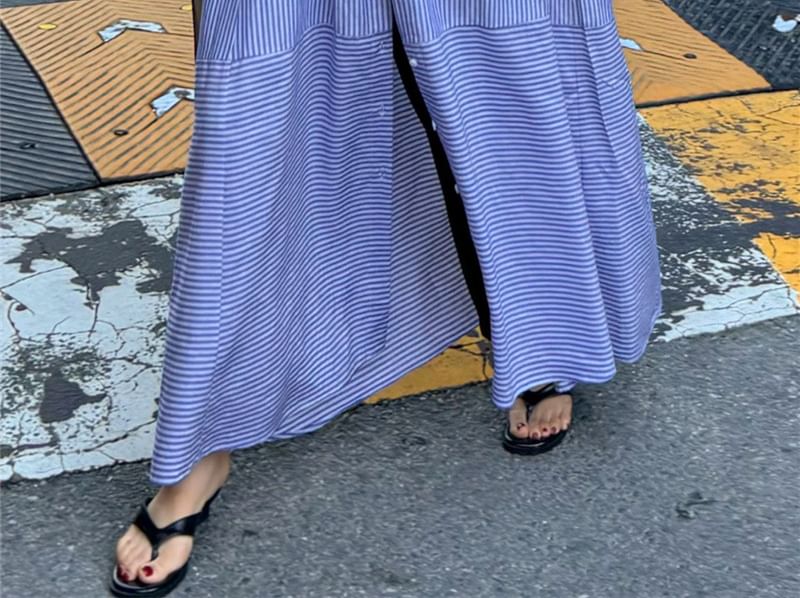 Felixia - Gestreepte maxi-jurk met elleboogmouwen