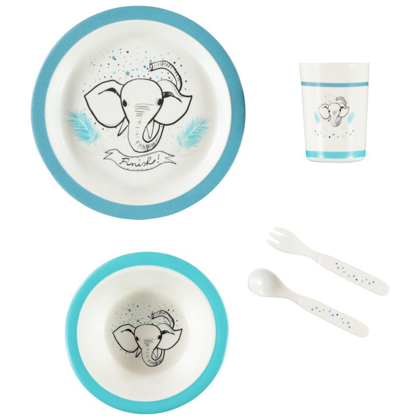 Set repas 5pcs en mélaminé Éléphant - Ecru