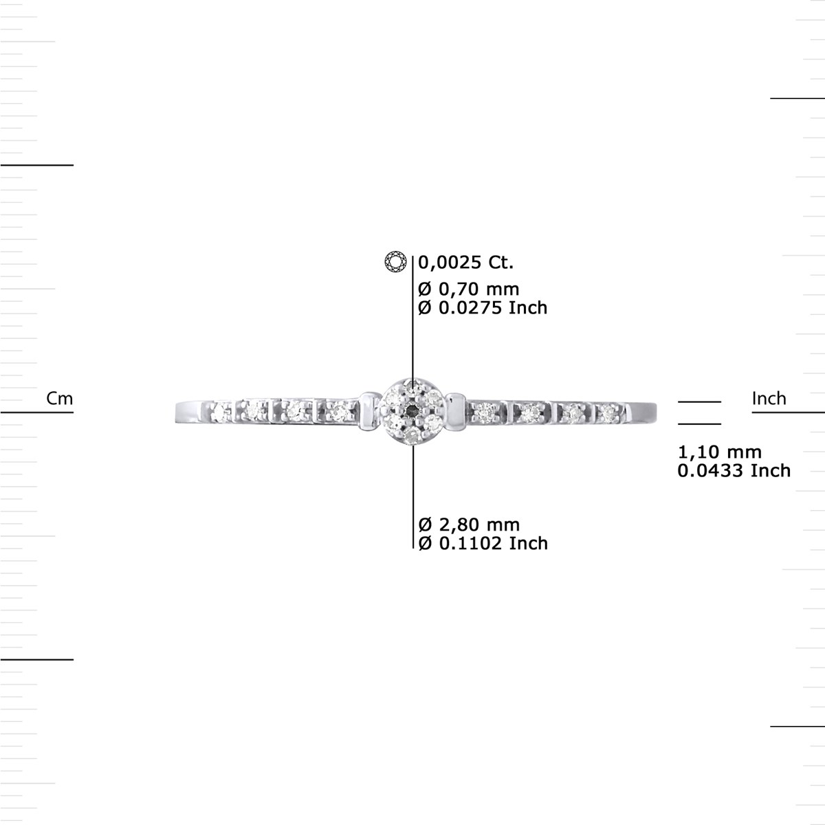 Solitaire Diamant 0,014 Cts épaulé Or Blanc