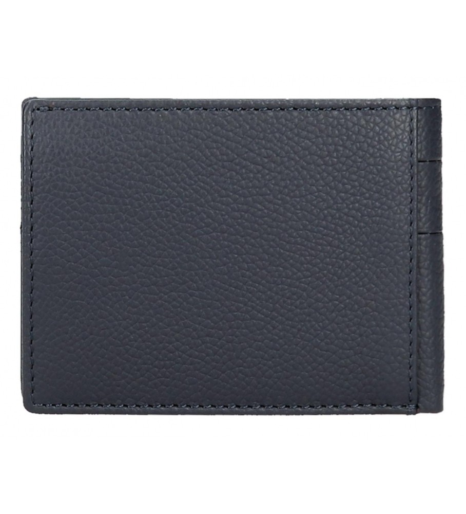 Carteira Pepe Jeans Checkbox em couro azul marinho