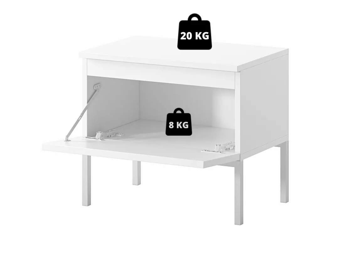 Table de chevet - blanc avec pieds dorés - BEMMI