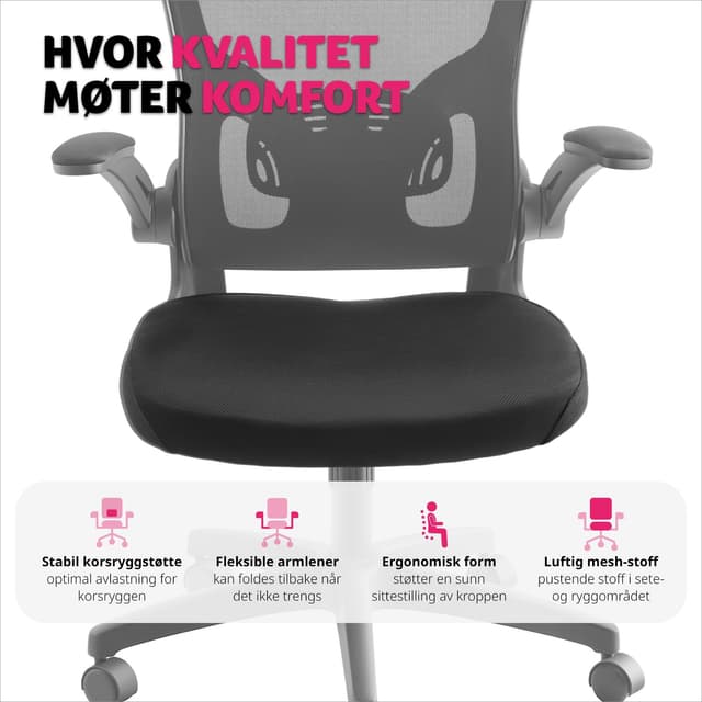Kontorstol Arges, ergonomisk med justerbar nakkestøtte