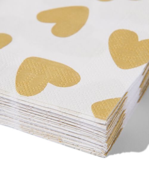 serviettes cœurs dorés 24 x 24 cm lot de 20