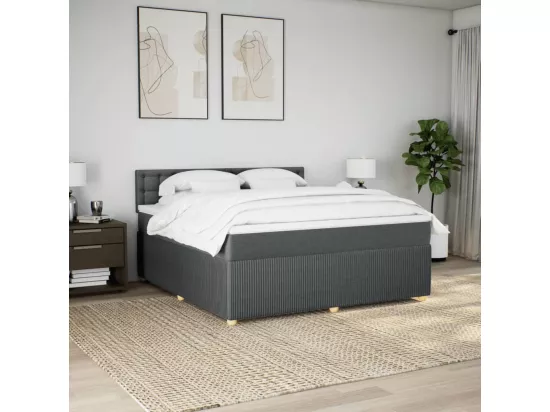 Sommier à lattes de lit avec matelas Gris foncé 180x200cm Tissu