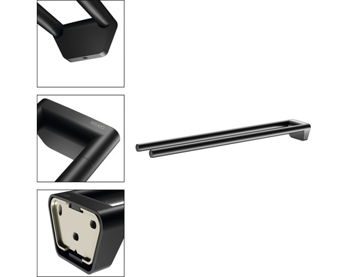 KEUCO REVA Black Selection vaste handdoekhouder, mat zwart, 12818370000