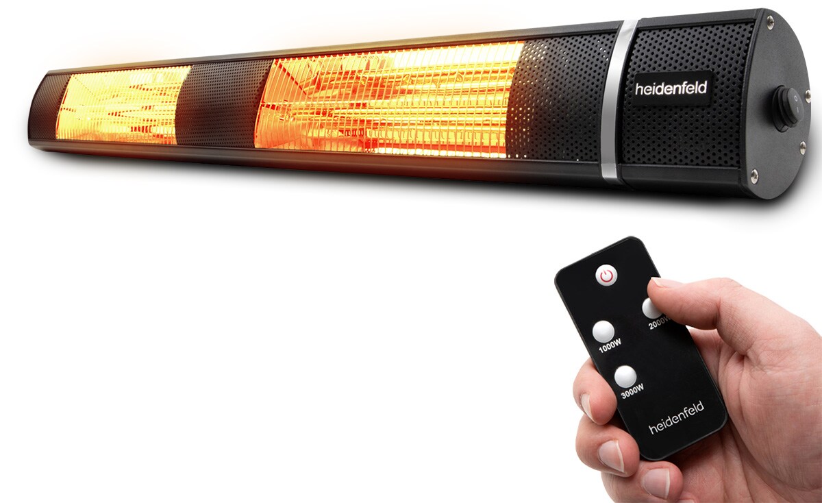 Heidenfeld Infrarot-Heizstrahler IH110, 1000-3000 Watt, Fernbedienung, Schutzhülle, 180° neigbar