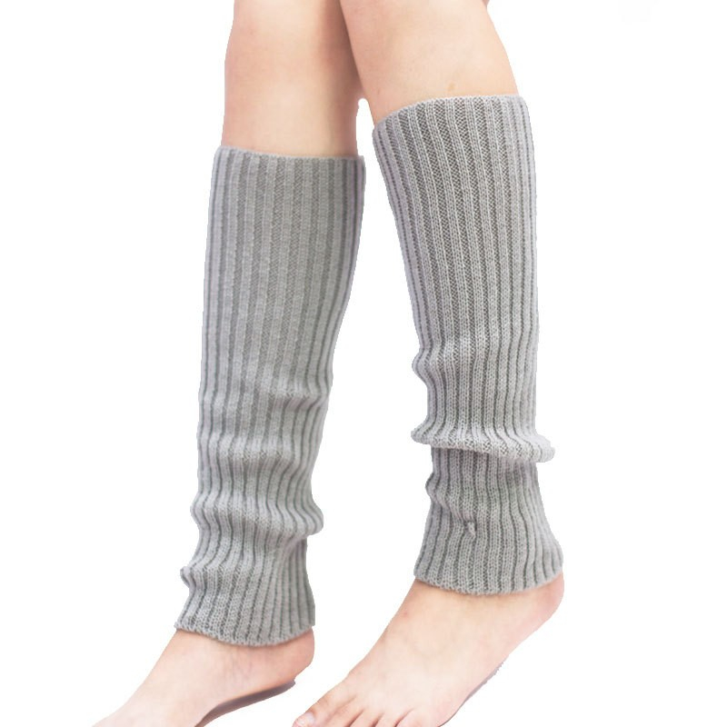 (1 Paar) 40cm Damen Beinstulpen Strick Accessoire Beinwärmer Stricksocken (One Size) - Grau