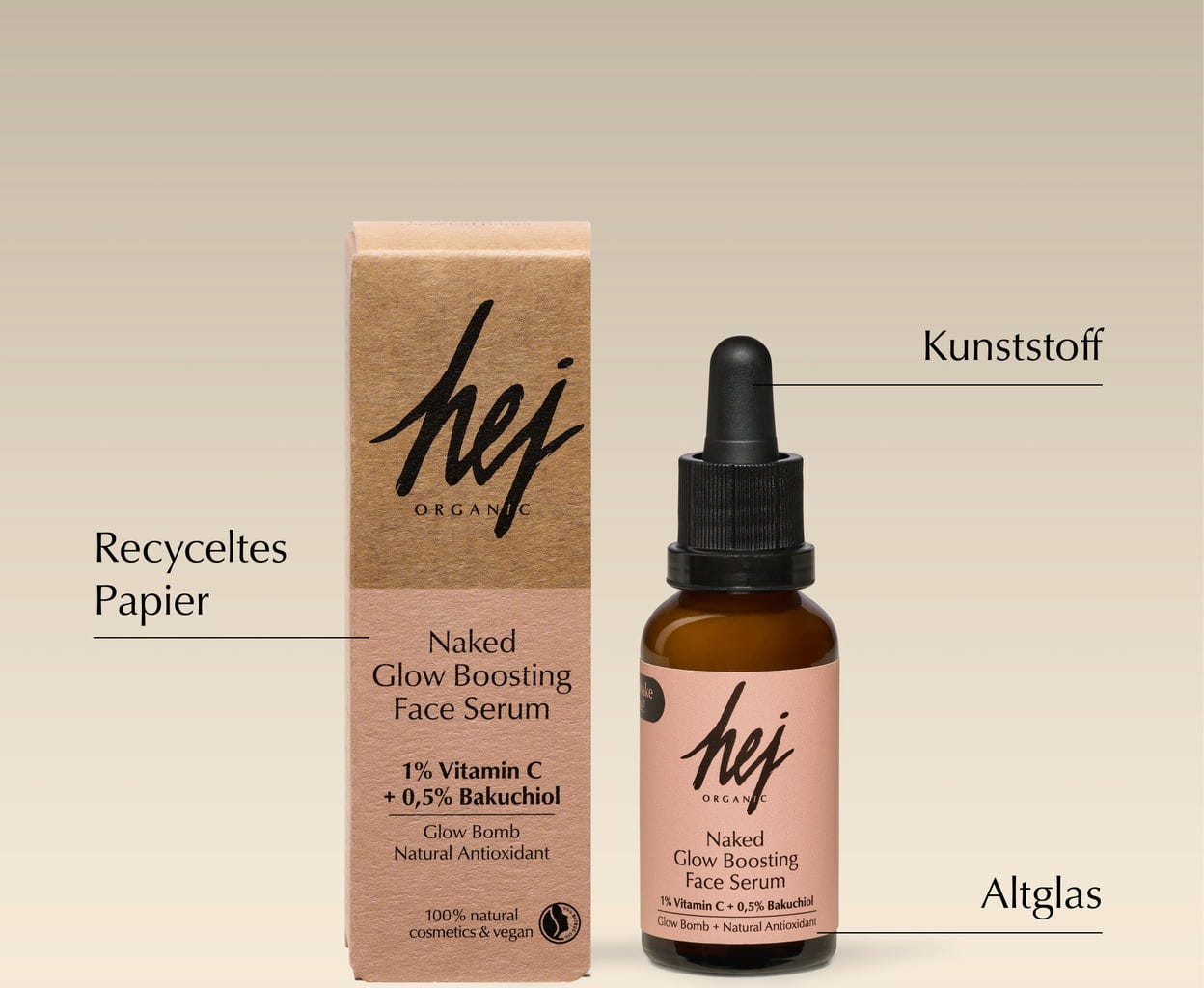 HEJ ORGANIC  Naked Glow Boosting Face Serum, 30 ml