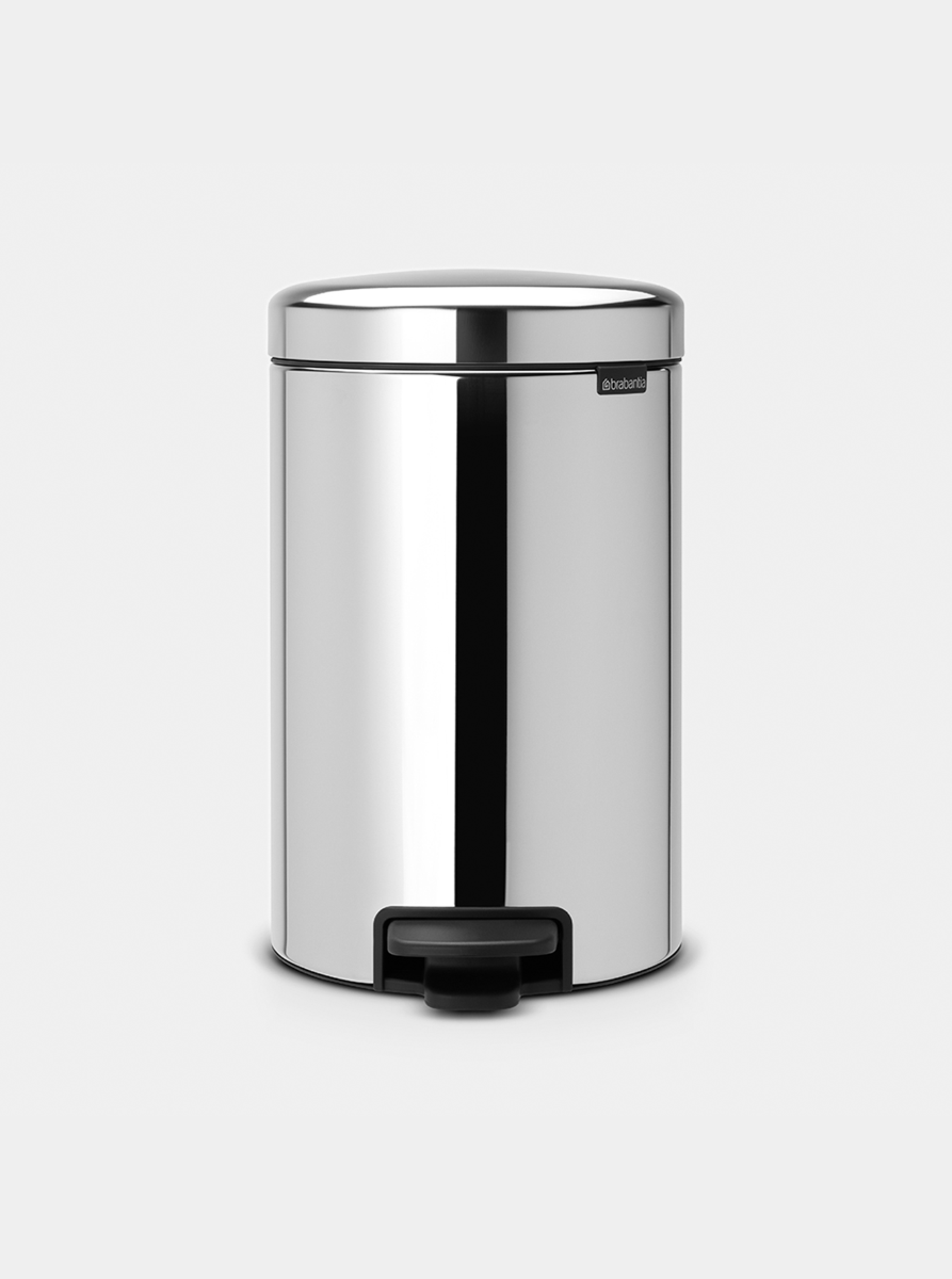 NewIcon Pedaalemmer, 12 liter, kunststof binnenemmer - Brilliant Steel