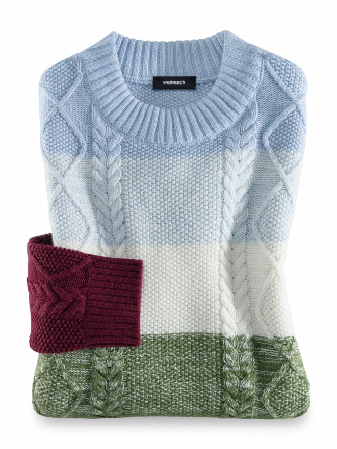 Zopf-Pullover Farbverlauf