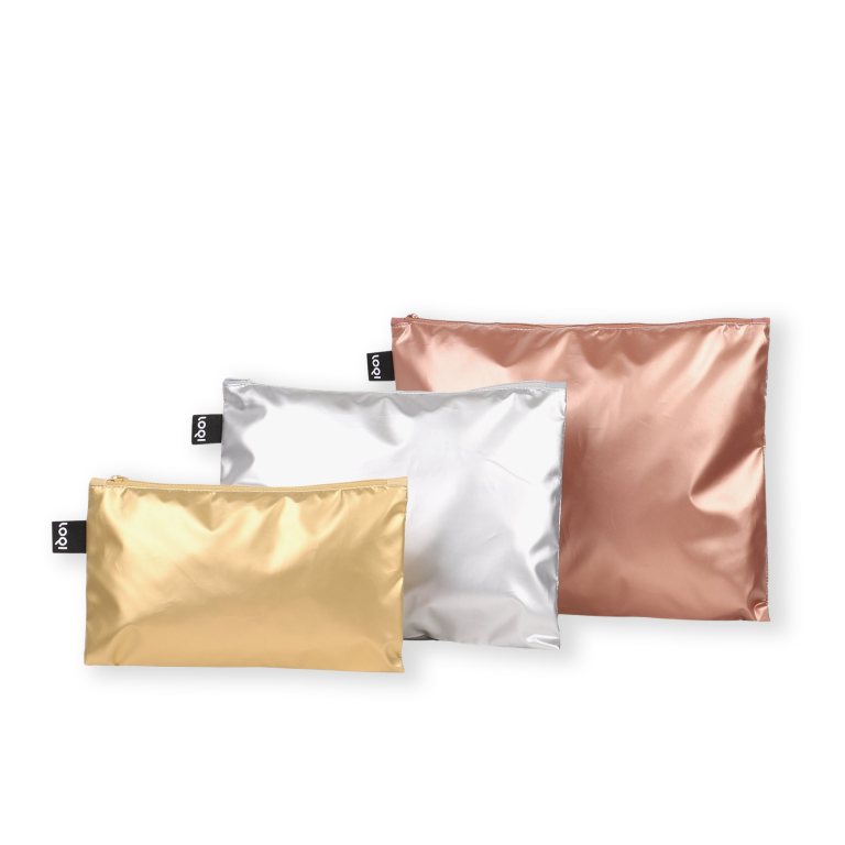 Loqi Reißverschlussbeutel Zip Pockets metallic