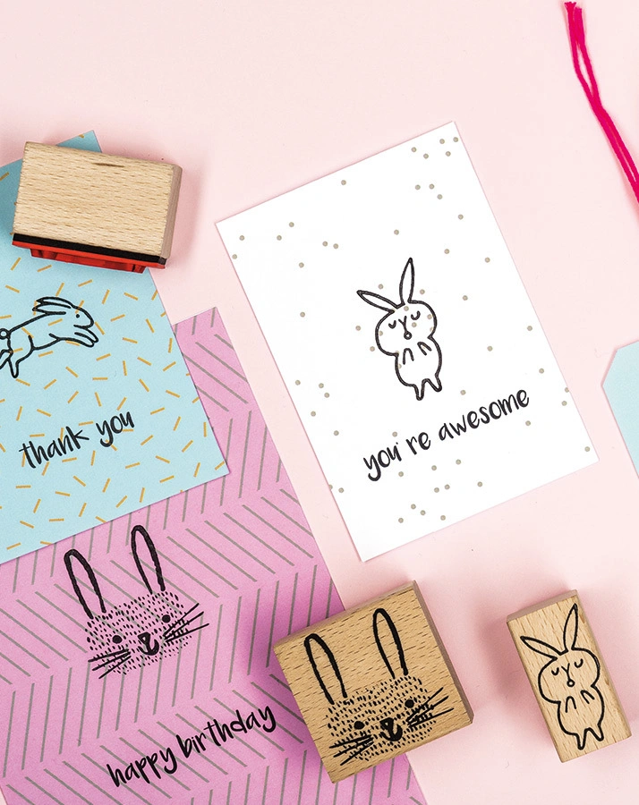 Stempel-Set HASE 5er-Pack aus Holz