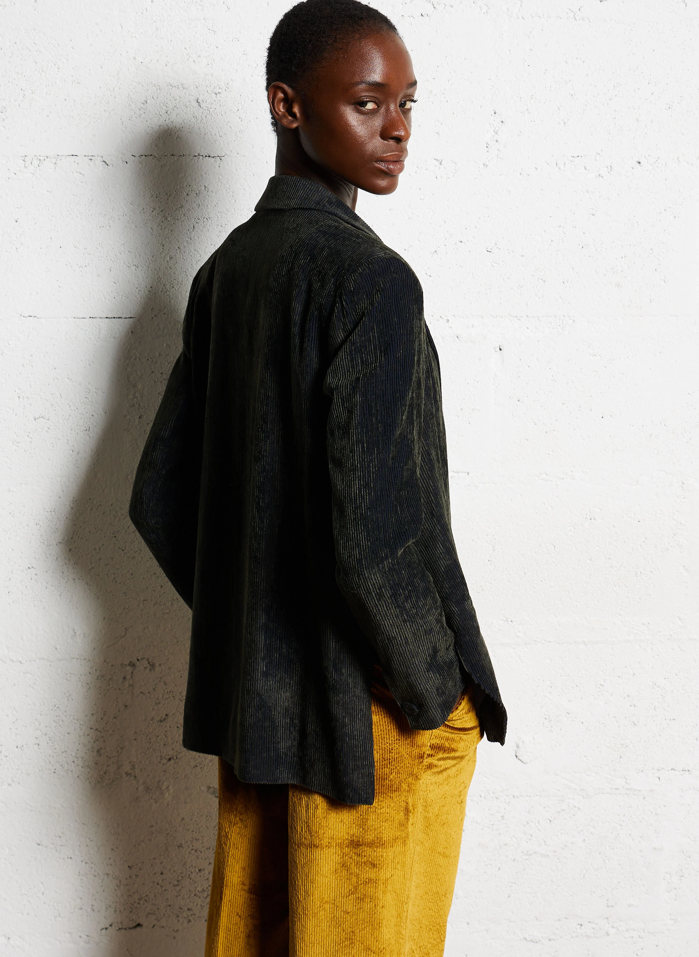 HINATA - Blazer col tailleur en velours côtelé | Gris