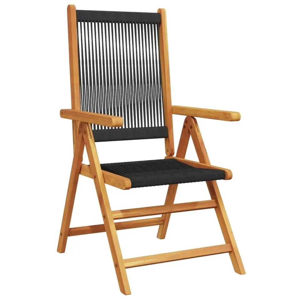 vidaXL- Tuinstoelen - Zwart - Massief acaciahout en polypropeen - 2 stuks