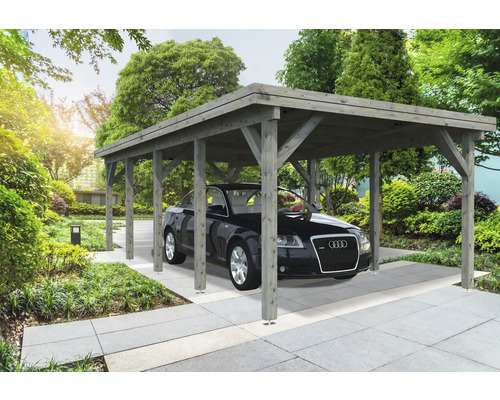Enkele carport Palmako Karl 23,1 m² 360 x 762 cm grijs gegrond