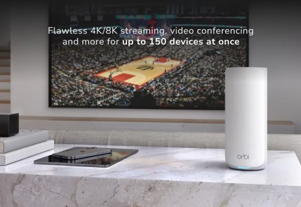 NETGEAR Orbi 870 Series RBE873 - Wi-Fi-system - (router, 2 extendere) - op til 9000 sq.ft - mesh 10GbE, 2.5GbE, Wi-Fi 7 Multi-Band