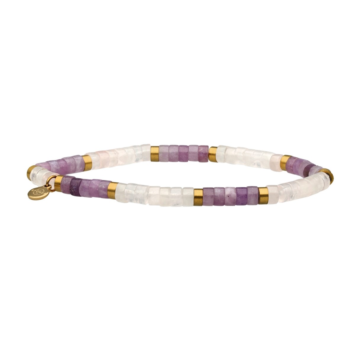 Bracelet Perles Heishi 4 Mm Pierre D'améthyste Quartz Rose-Medium-18cm