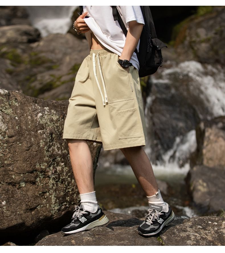 Really Point - Mid Rise Plain Cargo Shorts