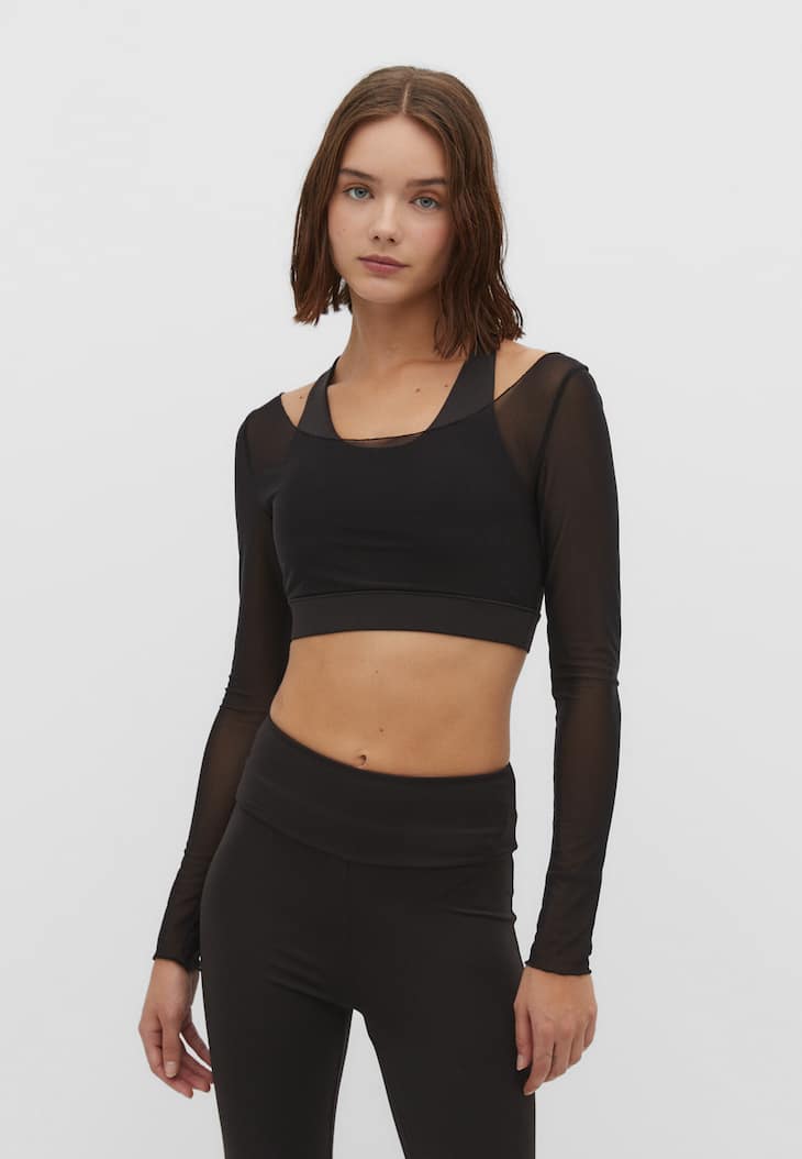 Top de tule contrastante