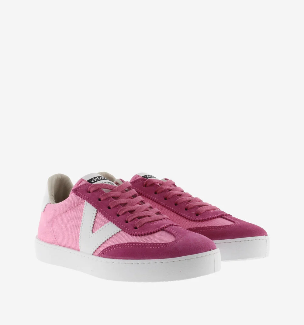 BERLÍN CUIR FENDU & NYLON Baskets monochromes unisexes FUCSIA
