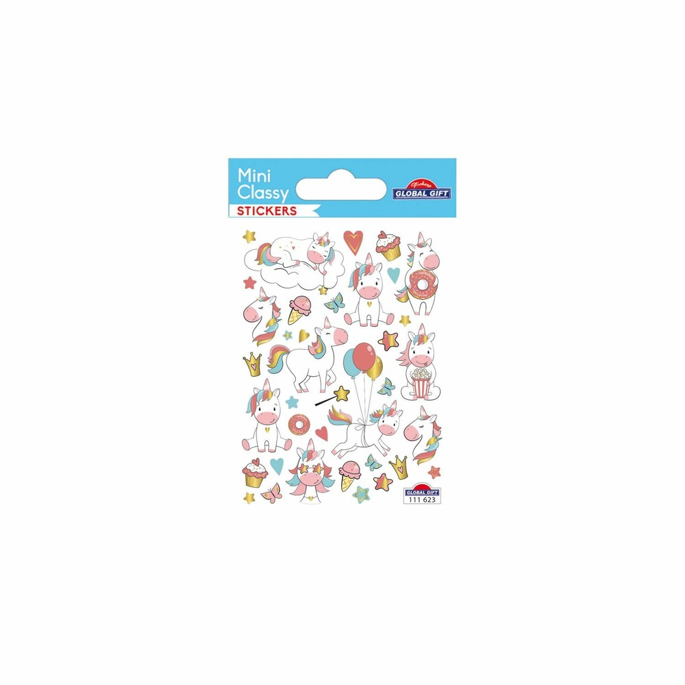 Autocollants - licornes rigolottes - paillettes - 1,8 cm