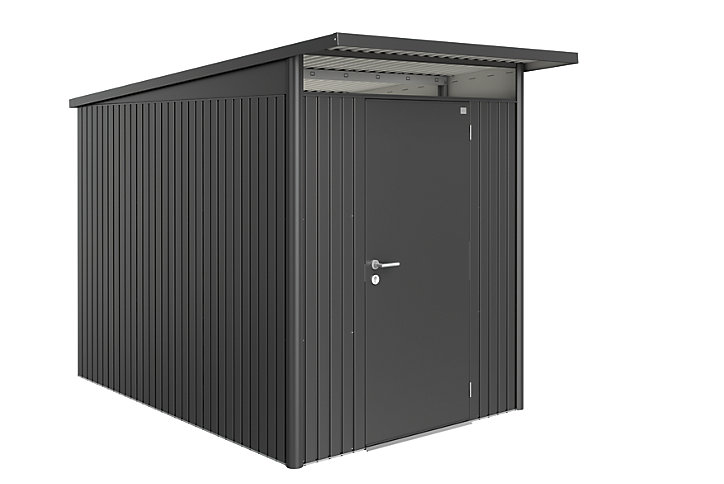 Abri de jardin simple porte Biohort AvantGarde A3 en métal coloris gris foncé métallique ép.0,53 mm surface extérieure 5,4 m²