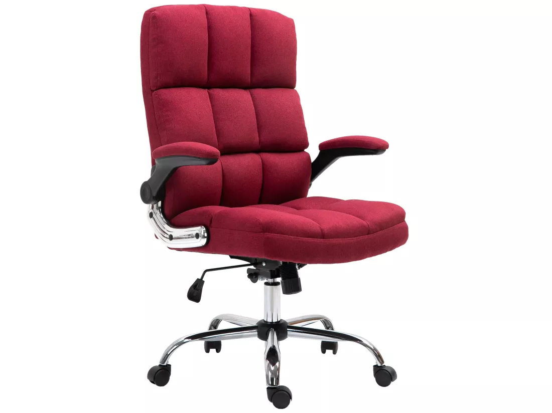 Chaise de bureau MCW-J21, tissu/textile rouge-vin