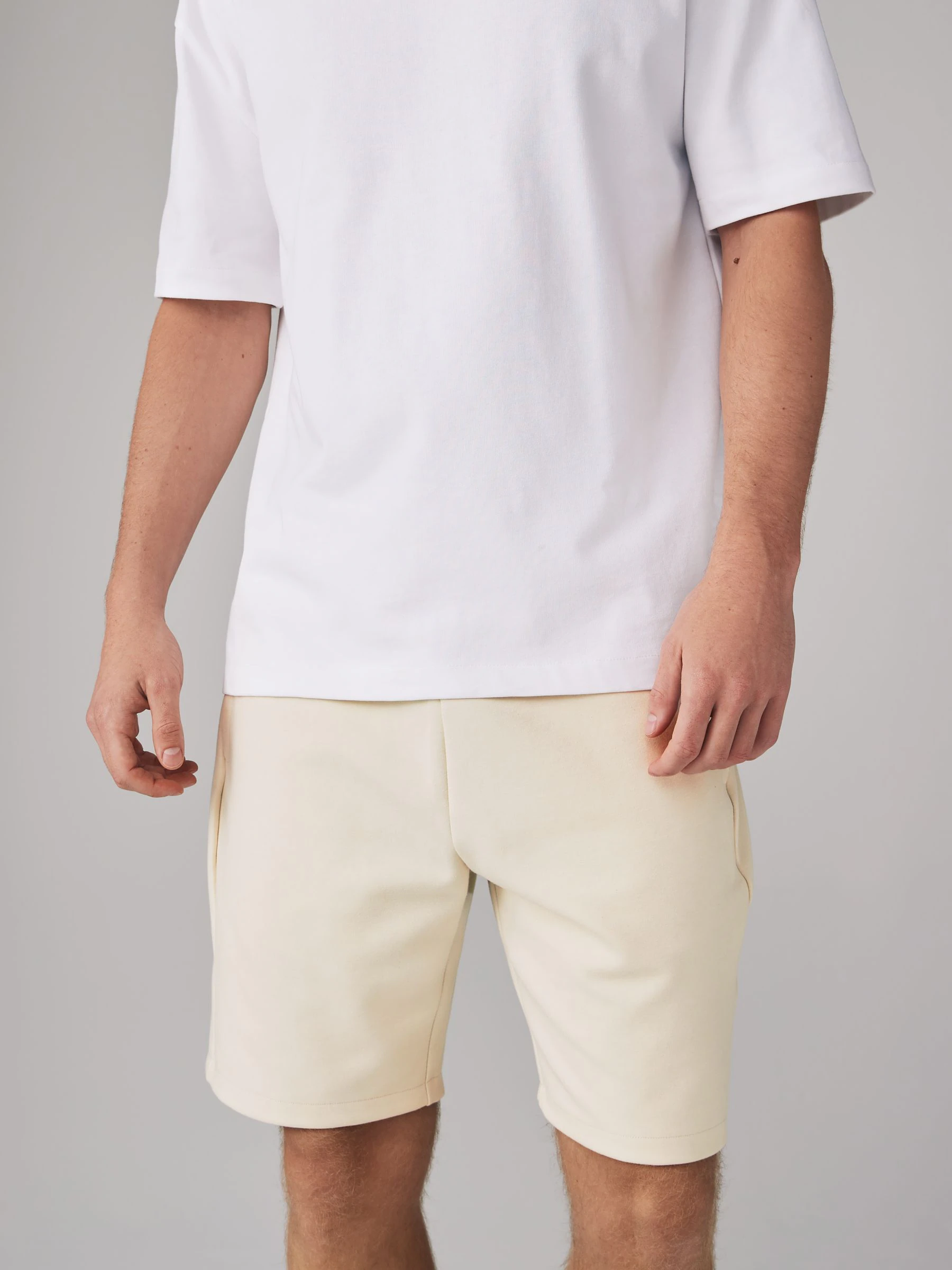 Ecru naturel - 2 jersey shorts met ritszakje