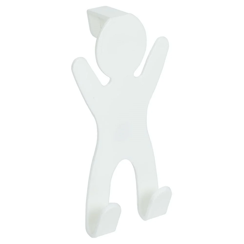 Crochet de porte forme bonhomme gris - 10,5xH.19 cm