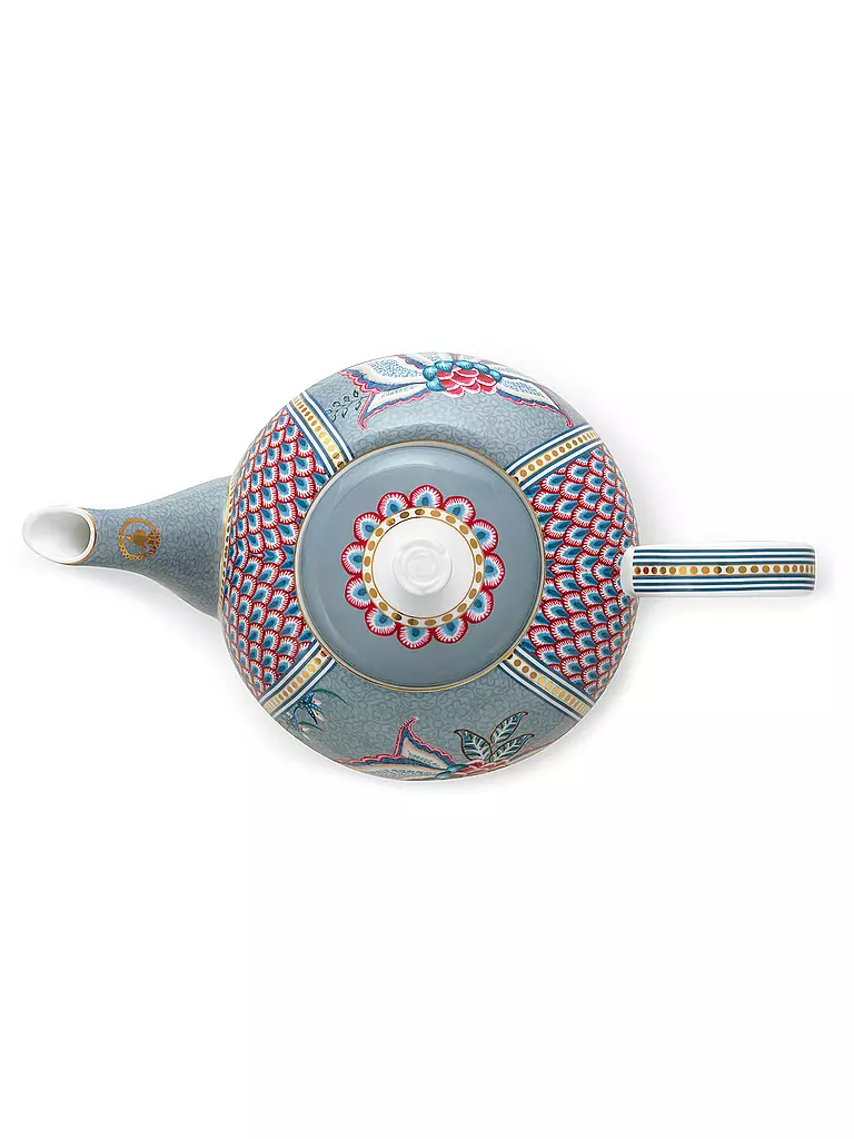 PIP STUDIO Teekanne 1,6l Large FLOWER FESTIVAL Light Blue hellblau