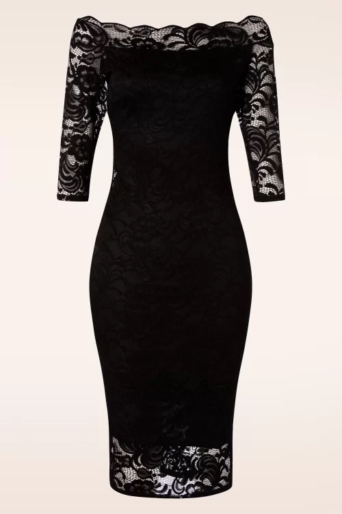 Vintage Chic for Topvintage Vera kanten penciljurk in zwart
