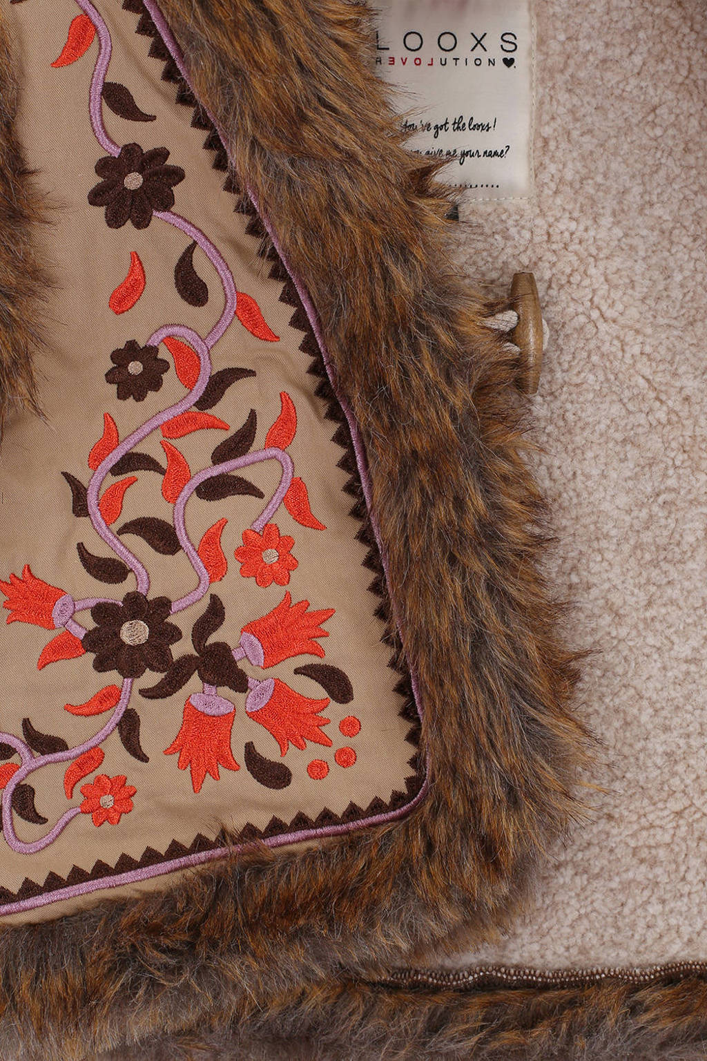 LOOXS imitatiebont gilet met printopdruk bruin