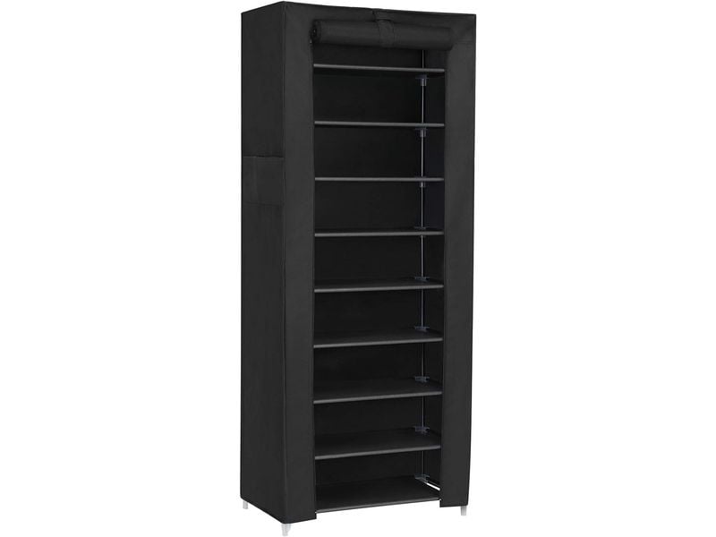 Songmics Schuhregal 28 x 162 cm, Schwarz Textilschrank