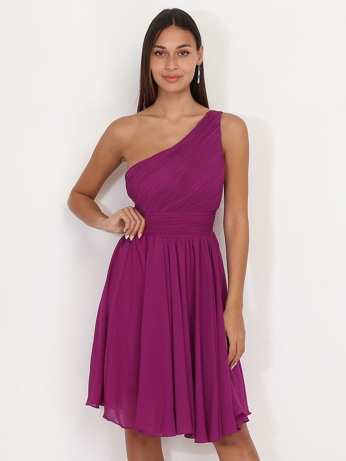 Robe asymétrique drapée- Violet
