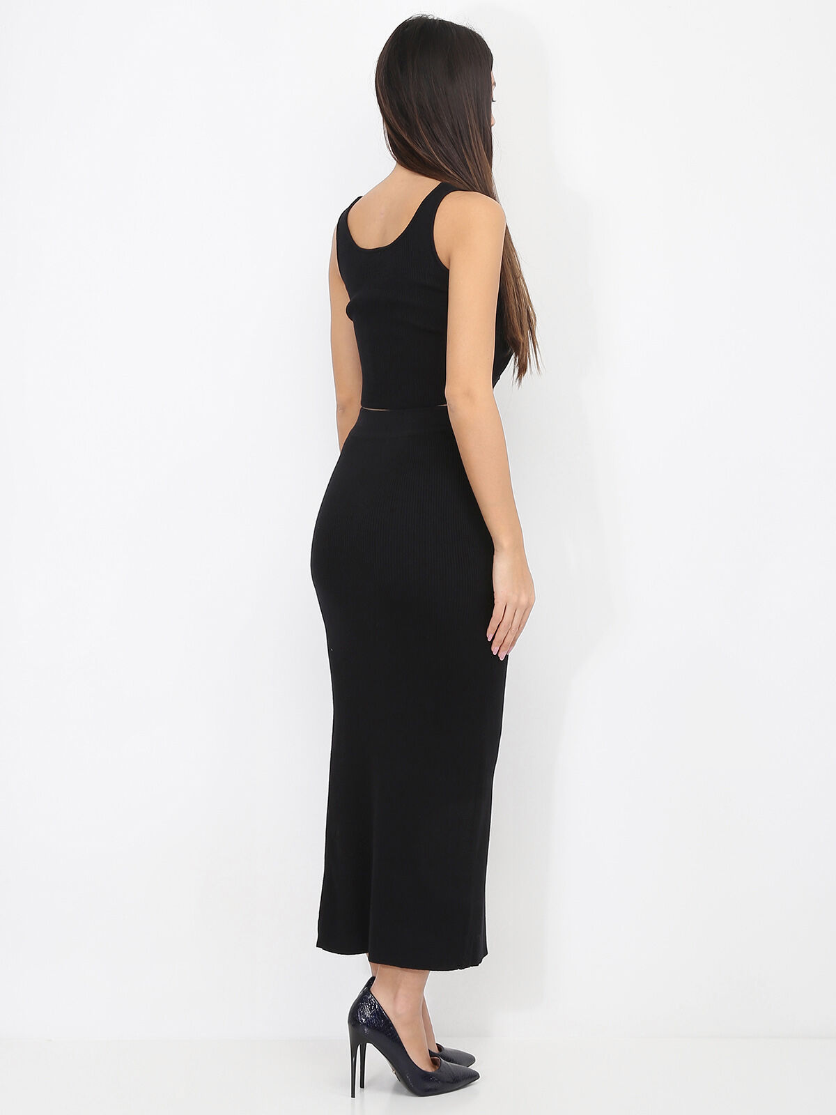 Ensemble jupe fendue et top- Noir