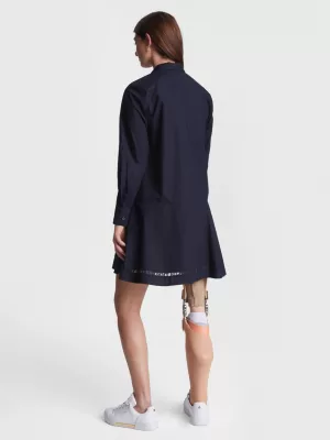 Vestido camisa na altura do joelho com detalhe de renda adaptável