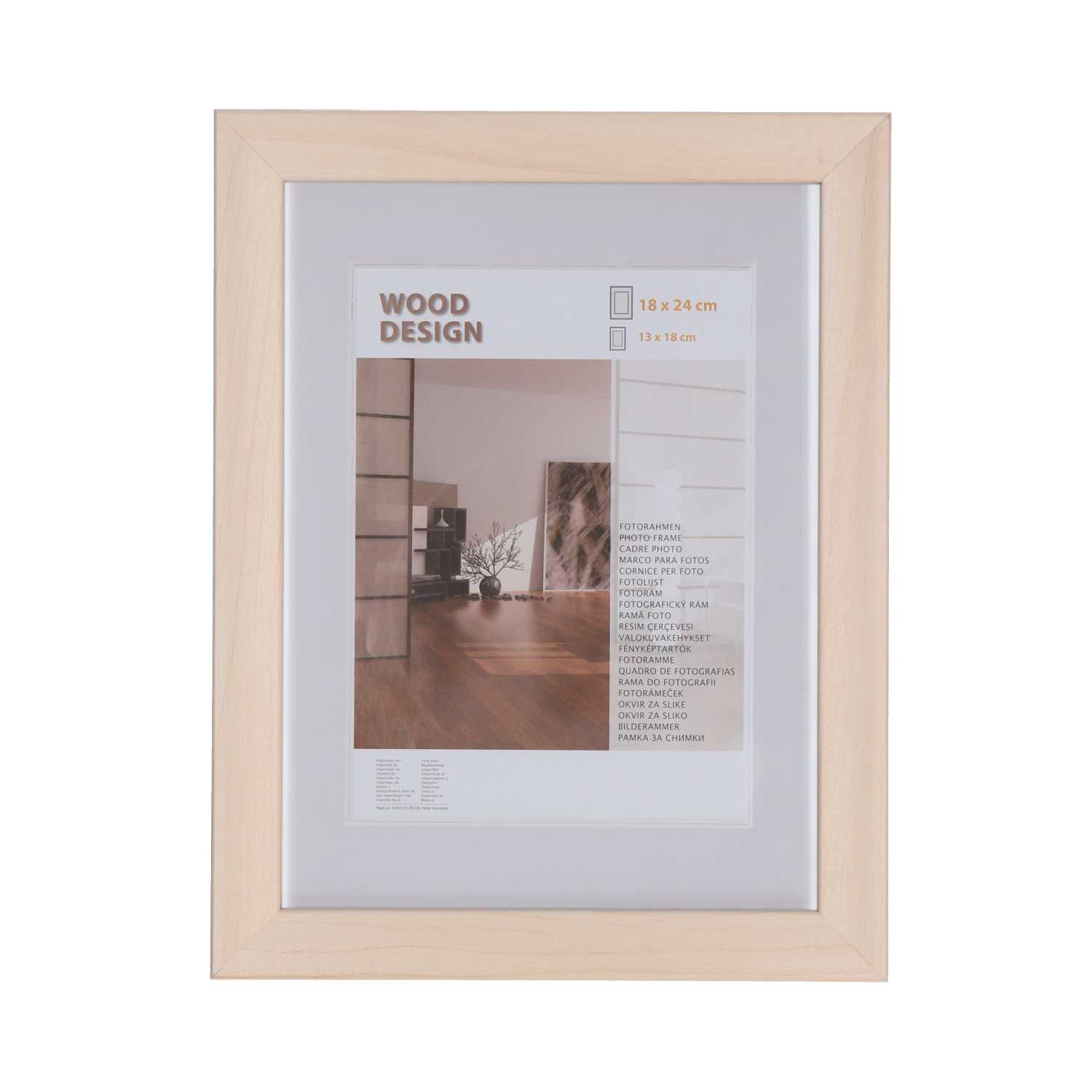 Bilderrahmen Milano aus Holz mit Passepartout 18 x 24 cm / 13 x 18 cm 4fach