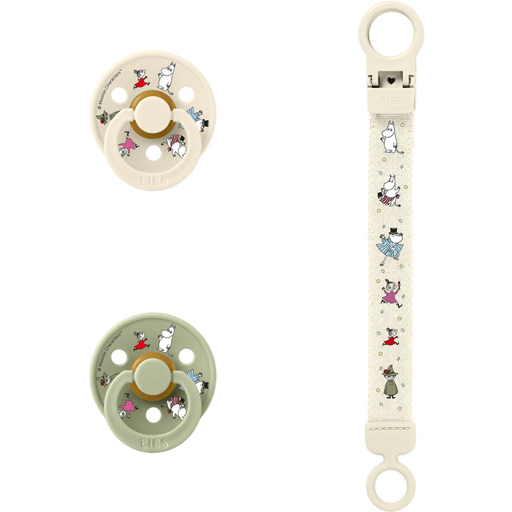 Køb Bibs X Moomin Ivory/sage Colour Sut & Loop Clip Gavesæt Latex