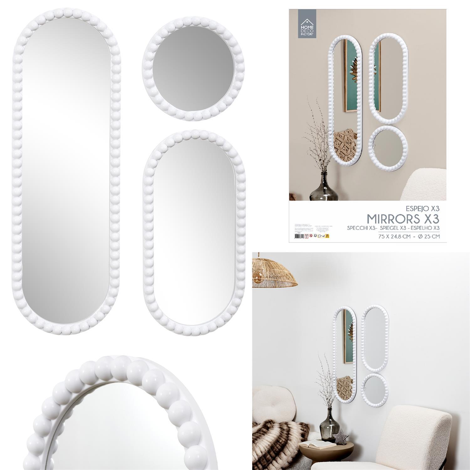 MIROIR CORFU BLANC H75CM X3 PIECES