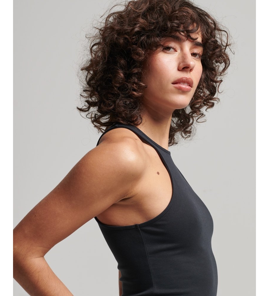 Top preto sem mangas de malha Superdry Racer Studios