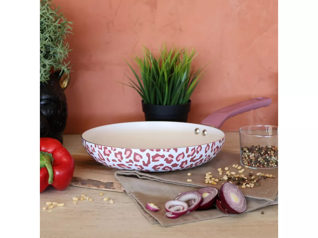 Menastyl - Poele Leopard 24cm En Aluminium Recycle Rose