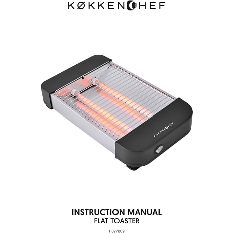 Køkkenchef flad brødrister - sort/stål