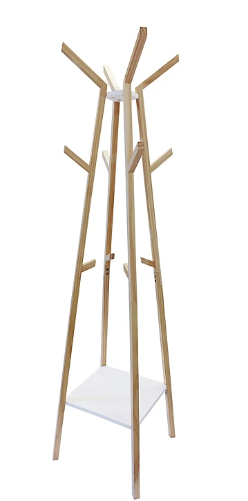 Porte manteau en pin Tower 12 têtes et 1 étagère