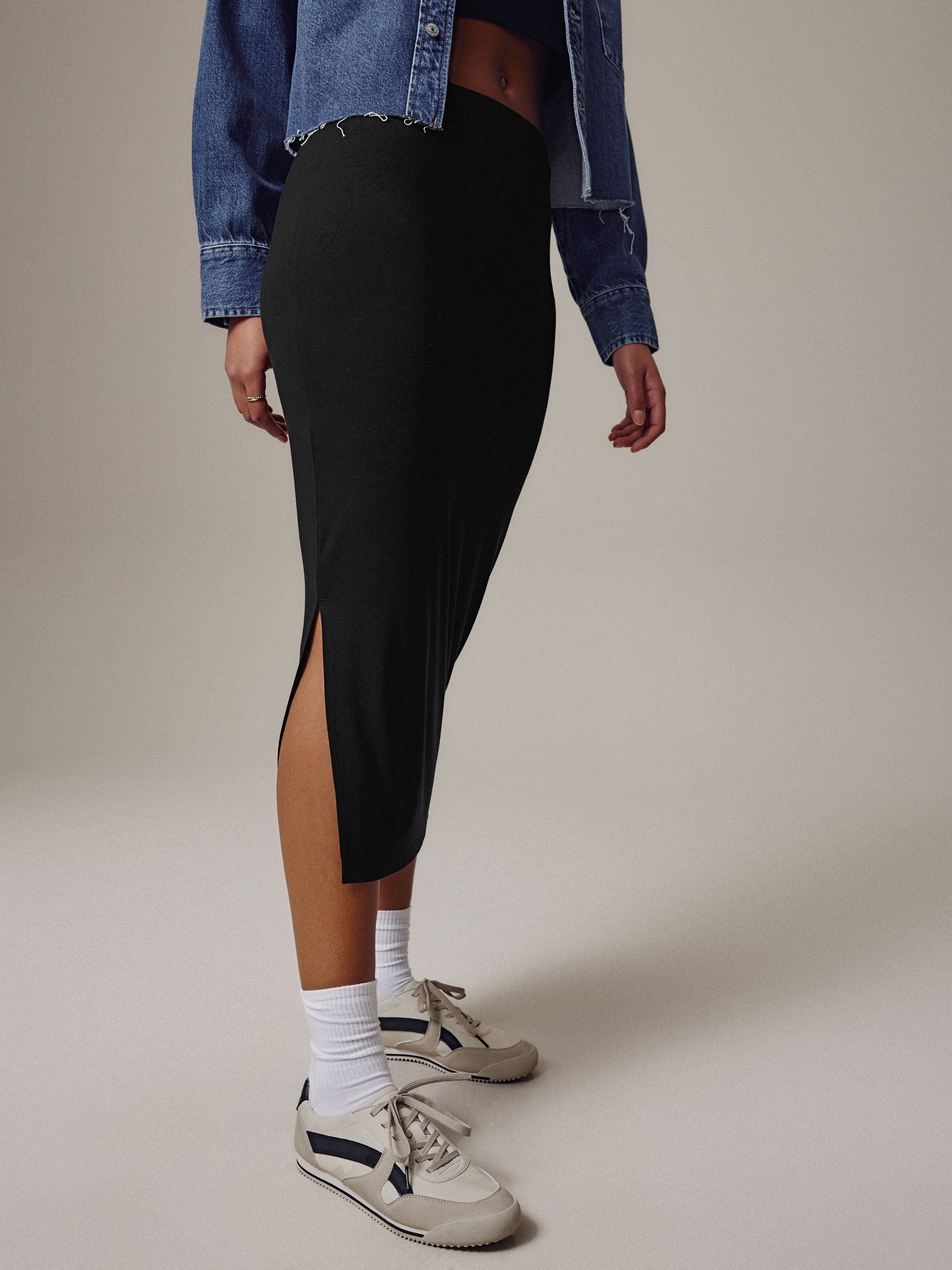 Zwart - Jersey midirok