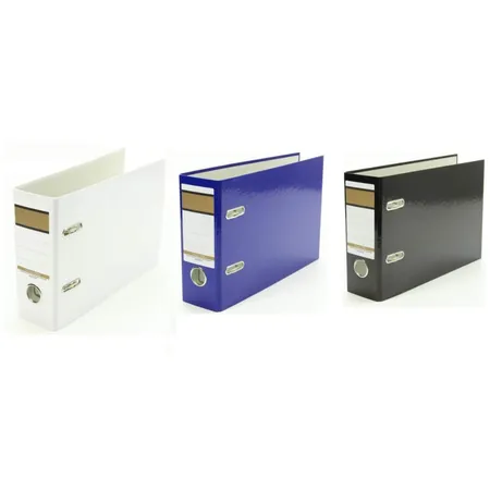Livepac Office Ordner DIN A5, quer, 75 mm breit, 3 Stück je 1x in blau, weiß und schwarz