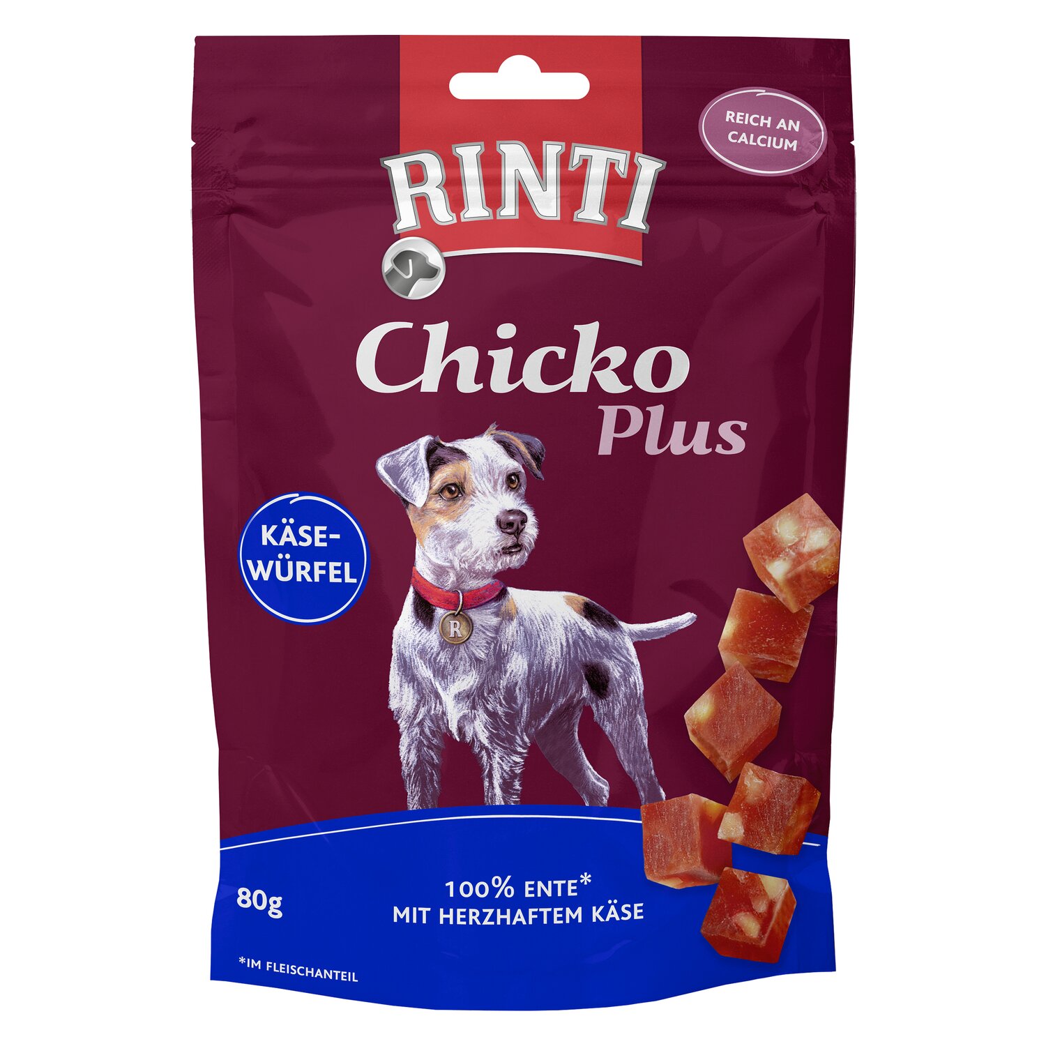 RINTI Snackwürfel Chicko Plus  - 80 g - Käse-Ente