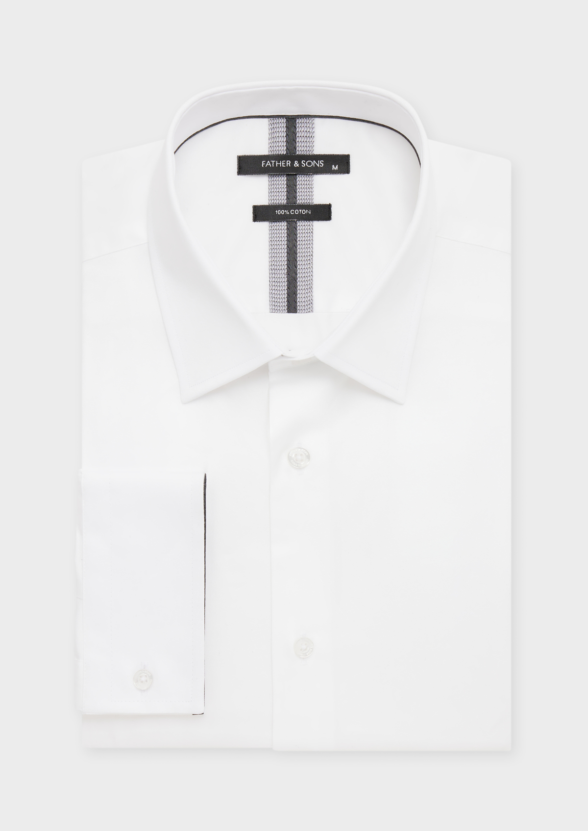 Chemise habillée Slim en satin de coton uni blanc