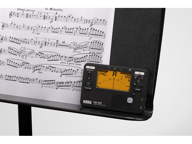Korg Stimmgerät TM-70 Schwarz Kombination aus Stimmgerät und Metronom in einem kompakten Gehäuse