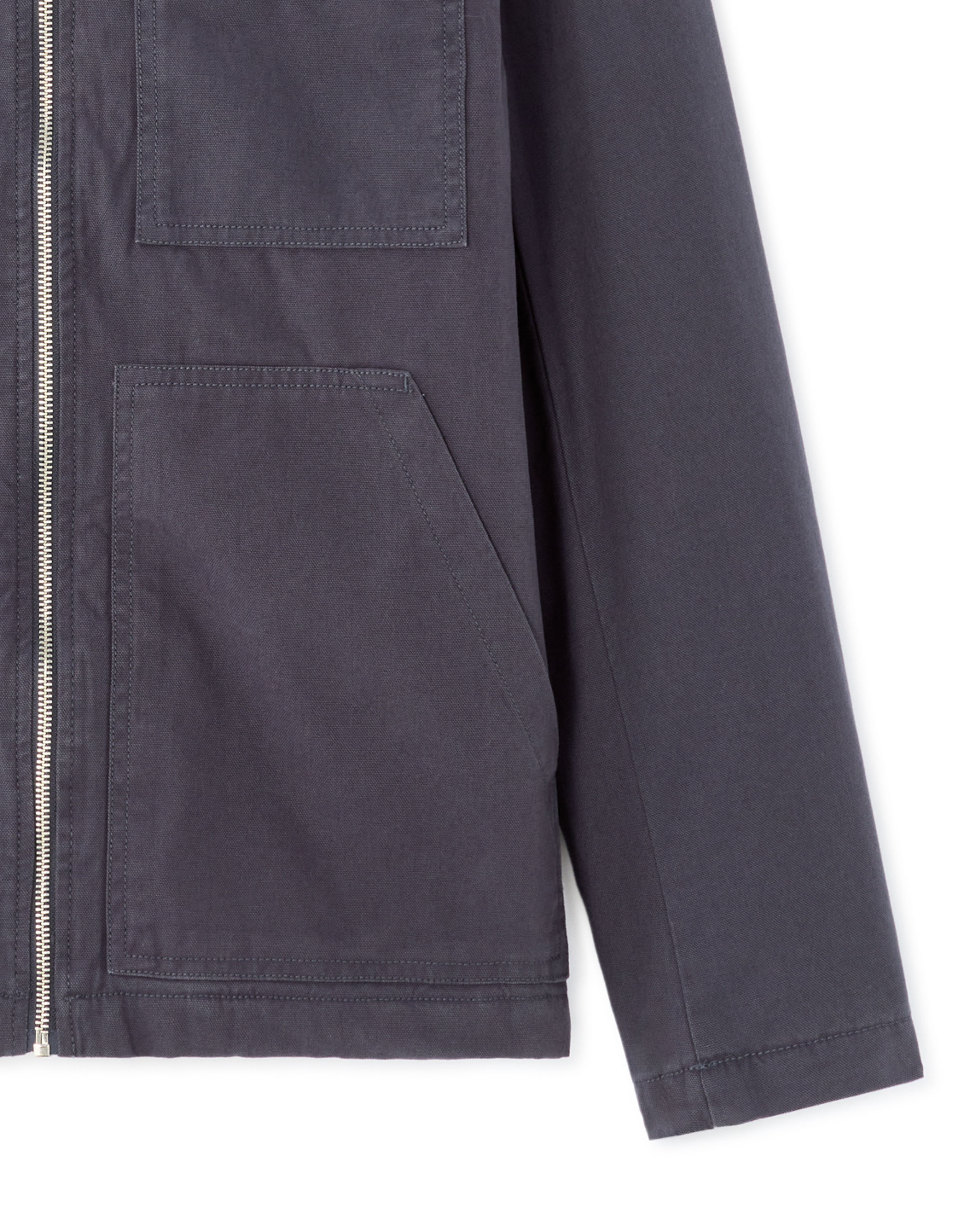 Blouson 100% coton col contrasté - marine