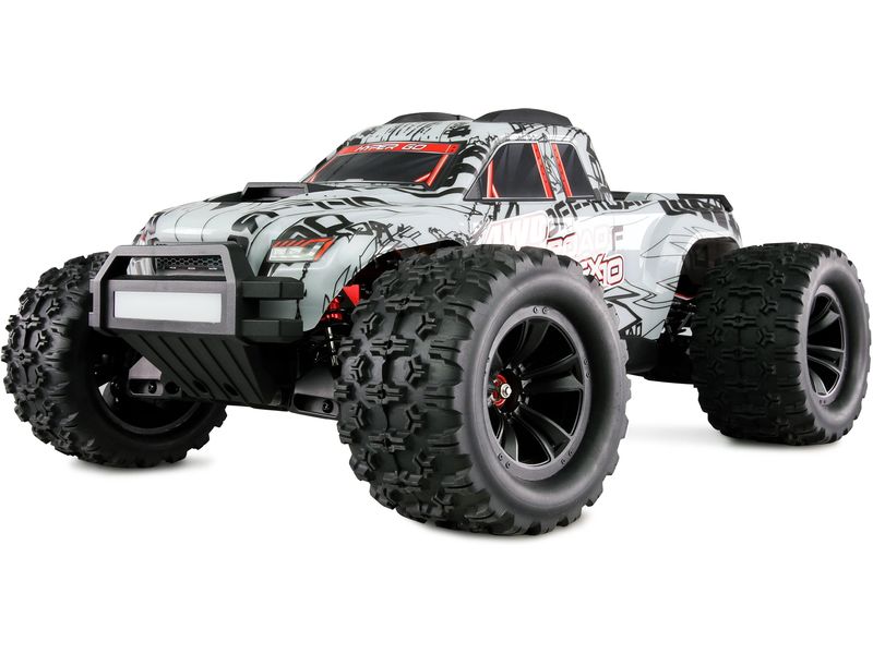Amewi Monster Truck Hyper Go MTX10 1:10, ARTR, Grau Off-Road RC-Modellauto mit leistungsstarken, überdimensionierten und einstellbaren Öldruckstossdämpfern für volle Kontrolle im harten Off-Road-Einsatz